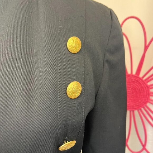 Mondi Vintage Military Double Breasted Jacket Crop Ladies Black Size SMALL/34 - Picture 4 of 9